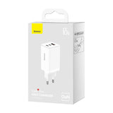 Væglader Baseus GaN5 Pro 2xUSB-C + USB, 65W (hvid)