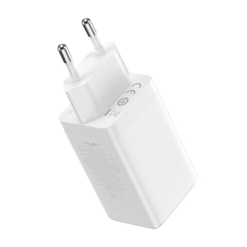 Væglader Baseus GaN5 Pro 2xUSB-C + USB, 65W (hvid)