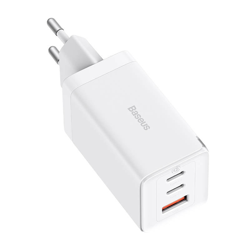 Væglader Baseus GaN5 Pro 2xUSB-C + USB, 65W (hvid)