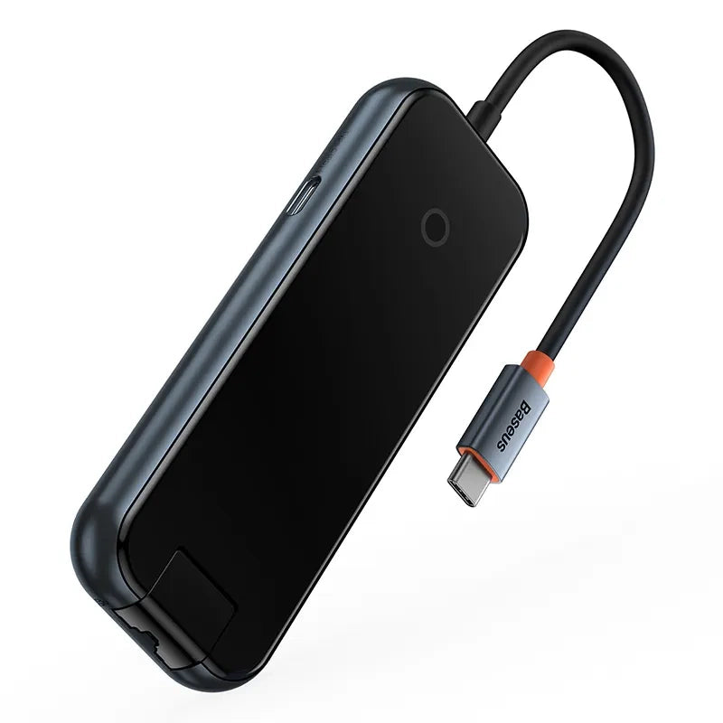 Hub 5in1 Baseus AcmeJoy serie USB-C til 2xUSB 3.0 + USB 2.0 + USB-C PD + RJ45 (mørkgrå)
