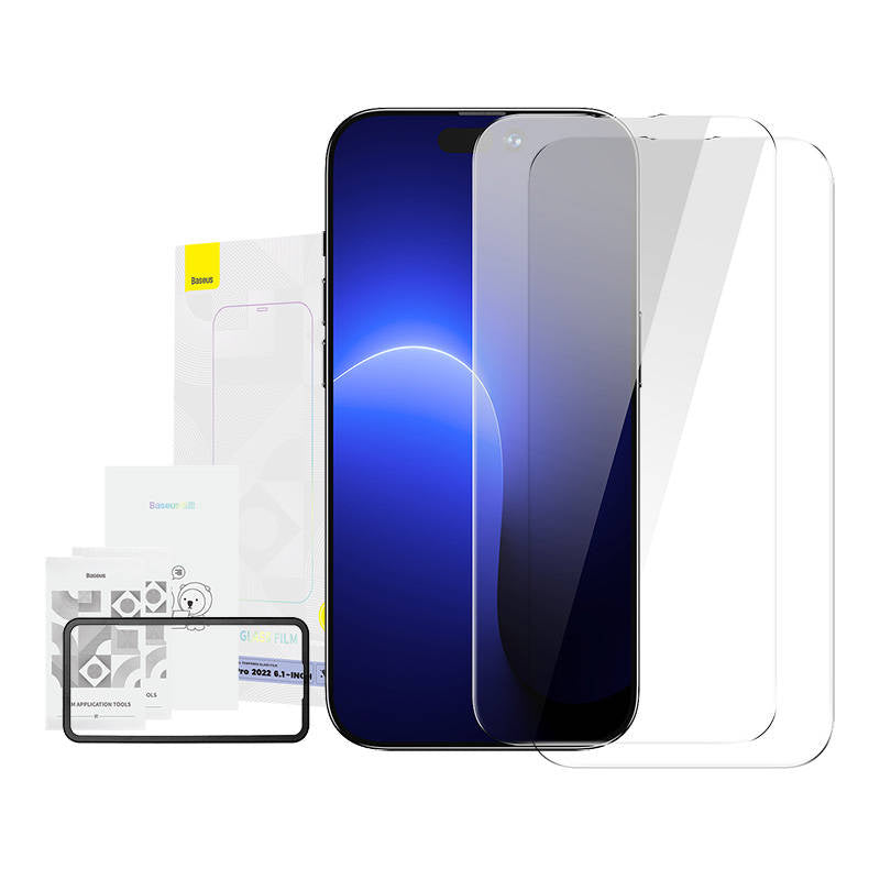 Baseus Crystal tempereret glas 0,3 mm til iPhone 14 Pro (2 stykker)