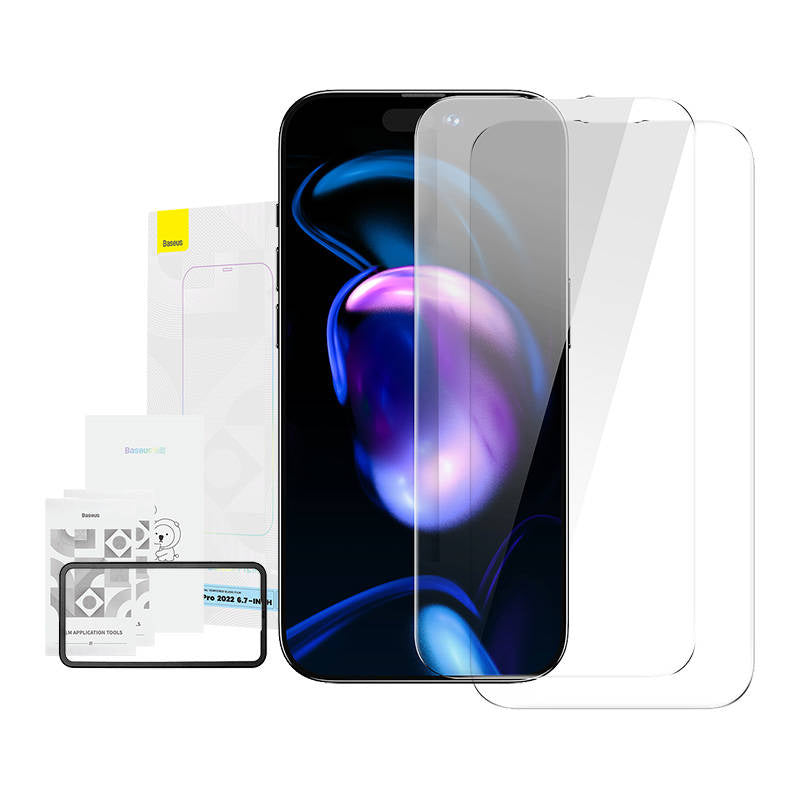 Baseus Crystal tempereret glas 0,3 mm til iPhone 14 Pro Max (2 stykker)