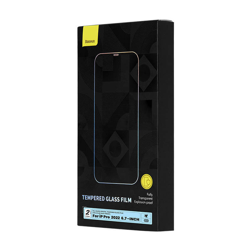 Baseus Crystal tempereret glas støvsikker 0,3 mm til iPhone 14 Pro Max (2 stykker)