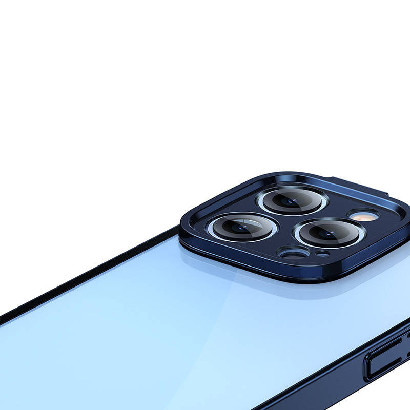 Baseus Glitter Transparent Case og tempereret glas sæt til iPhone 14 Pro Max (blå)