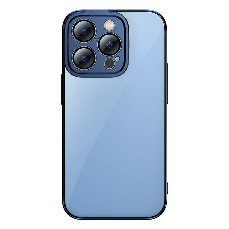 Baseus Glitter Transparent Case og tempereret glas sæt til iPhone 14 Pro Max (blå)