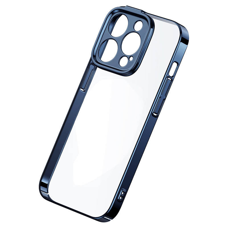 Baseus Glitter Transparent Case og tempereret glas sæt til iPhone 14 Pro Max (blå)