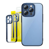 Baseus Glitter Transparent Case og tempereret glas sæt til iPhone 14 Pro Max (blå)