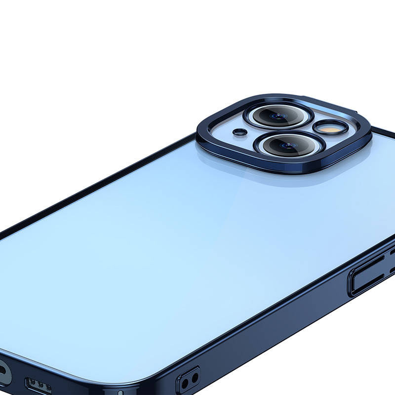 Baseus Glitter Transparent Case og tempereret glas sæt til iPhone 14 Plus (blå)