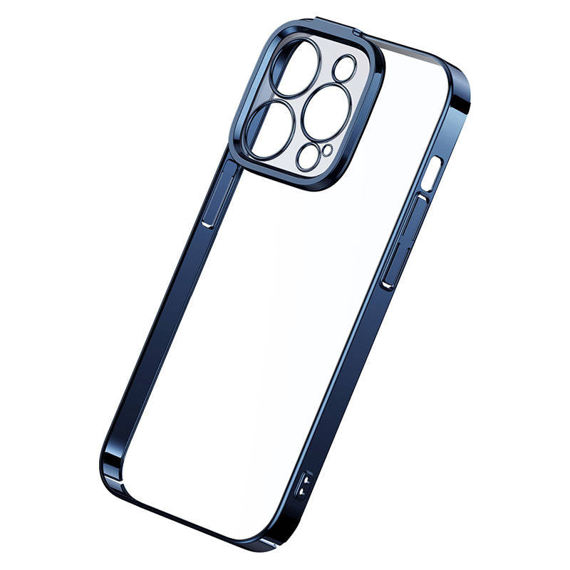 Baseus Glitter Transparent Case og tempereret glas sæt til iPhone 14 Pro (blå)