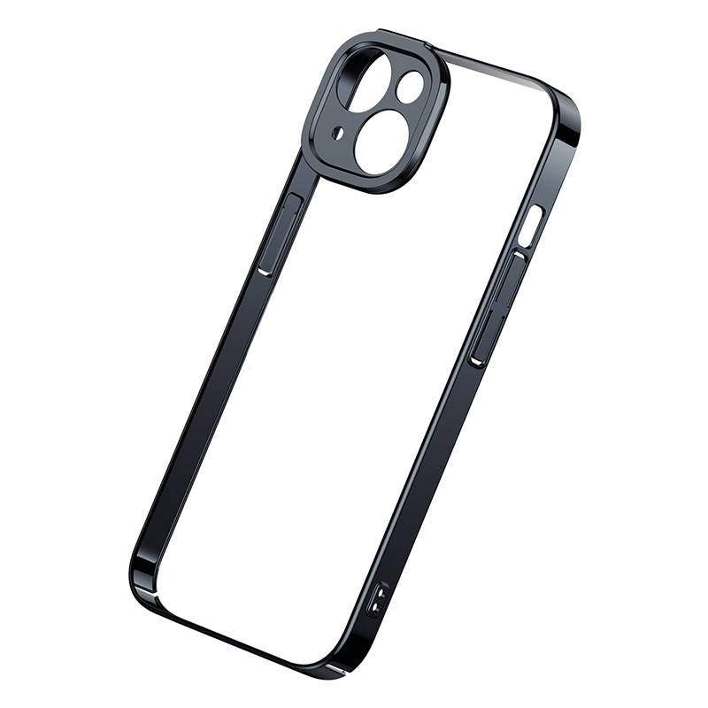 Baseus Glitter Transparent Case og tempereret glas sæt til iPhone 14 Plus (sort)