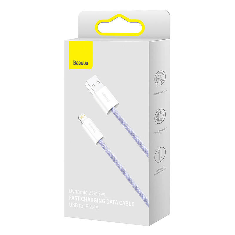 USB-kabel til Lightning Baseus Dynamic 2-serie, 2,4 A, 1 m (lila)