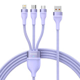 3in1 USB-kabel Baseus Flash II-serie, USB-C + micro USB + Lightning, 66W, 1.2m (purpur)