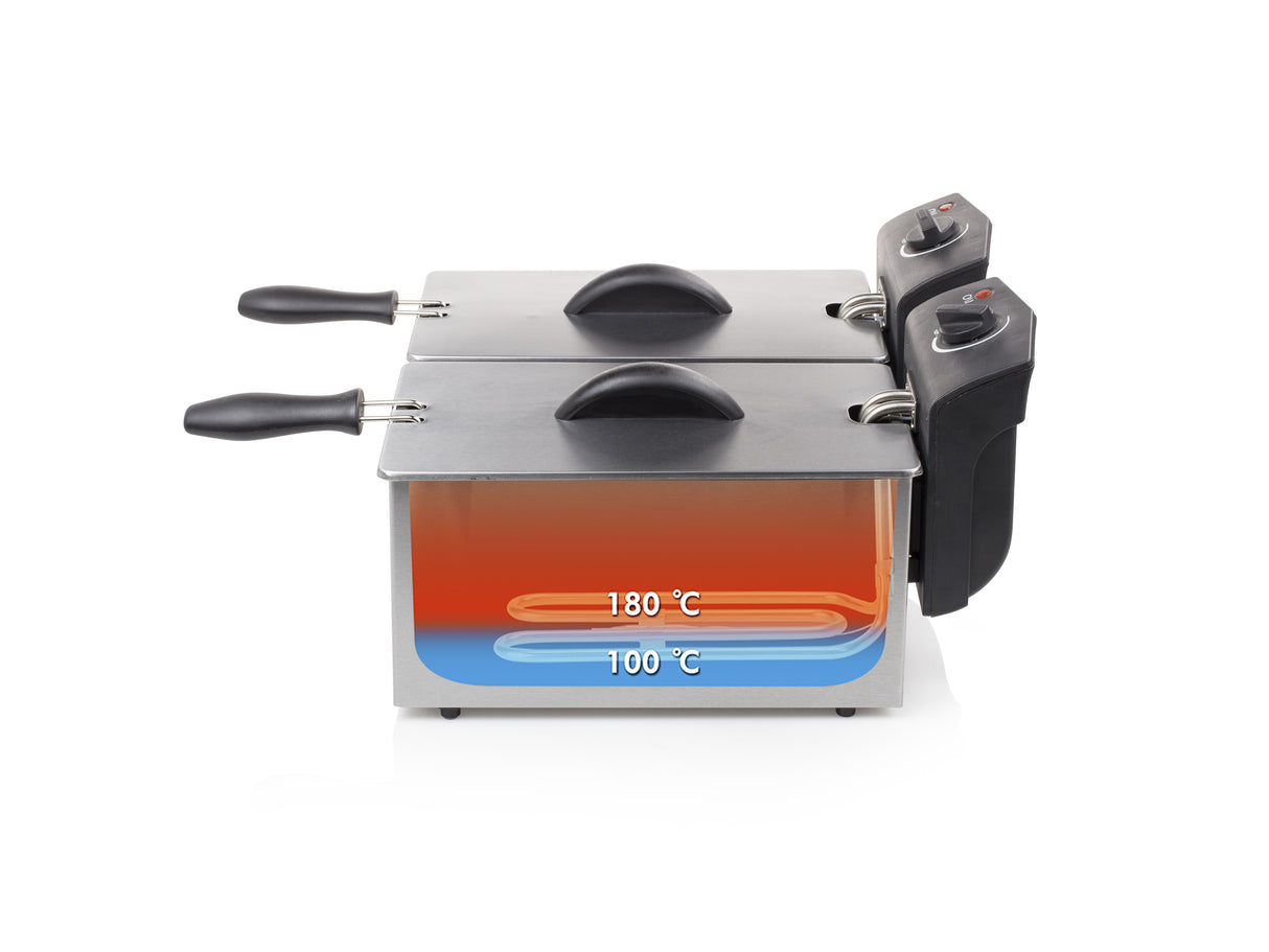 Tristar FR-6937 frituregryde Dobbelt 6 L Enkeltstående 3600 W Sort, Rustfrit stål