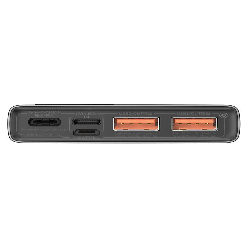 Powerbank Baseus Adaman Metal, 10000mAh, 2xUSB, USB-C, Lightning, MicroUSB 22,5W (sort)