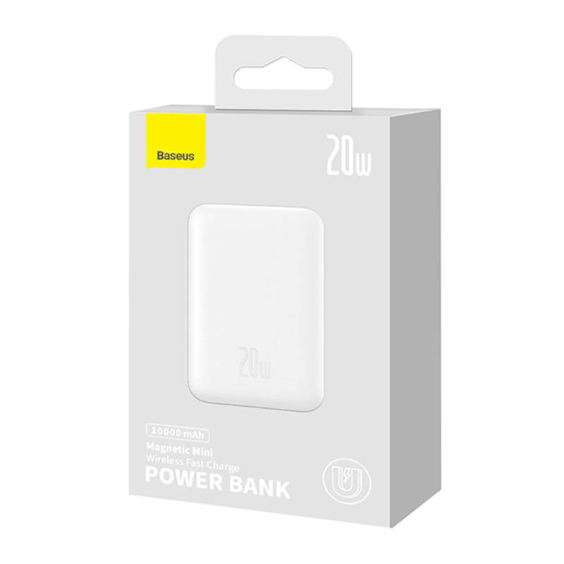 Powerbank Baseus Magnetic, 10000mAh, USB-C 20W, MagSafe (hvid)