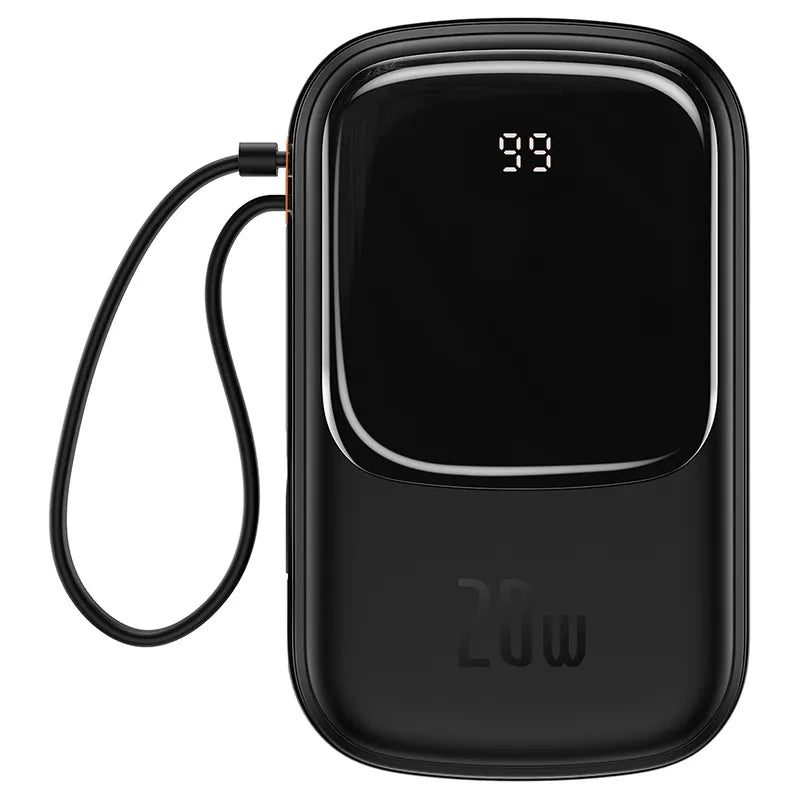 Powerbank Baseus Qpow PRO med Lightning-kabel, USB-C-port og USB 20000mAh, 20W (Sort)