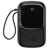 Powerbank Baseus Qpow PRO med Lightning-kabel, USB-C-port og USB 20000mAh, 20W (Sort)