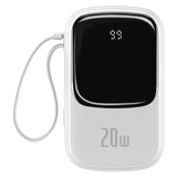 Powerbank Baseus Qpow PRO med Lightning-kabel, USB-C-port og USB 20000mAh, 20W (hvid)