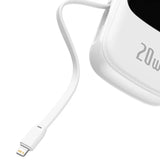 Powerbank Baseus Qpow PRO med Lightning-kabel, USB-C-port og USB 20000mAh, 20W (hvid)
