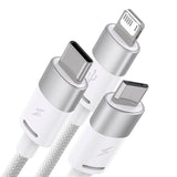 3in1 USB-kabel Baseus StarSpeed Series, USB-C + Micro + Lightning 3,5A, 1,2m (hvid)