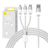 3in1 USB-kabel Baseus StarSpeed Series, USB-C + Micro + Lightning 3,5A, 1,2m (hvid)