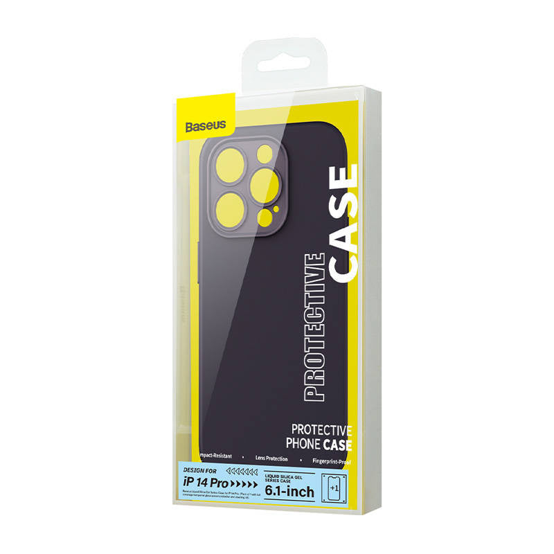 Baseus flydende silica gel case til iPhone 14 Pro (Elderberry) + hærdet glas + rengøring kit
