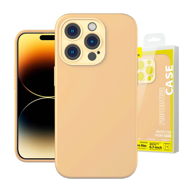 Baseus Liquid Silica Gel Case til iPhone 14 Pro Max (Sunglow) + hærdet glas + rengøringsset