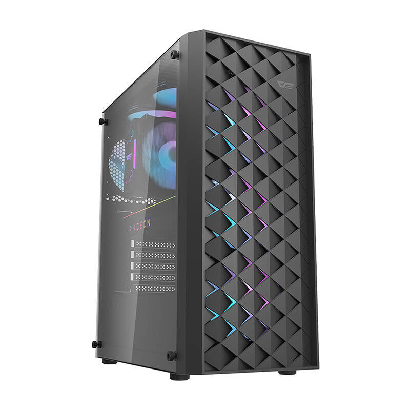 Darkflash DK351 computerkasse (sort) + 4 RGB-ventilatorer
