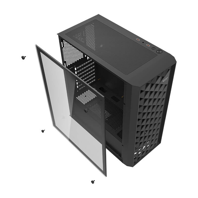 Darkflash DK351 computerkasse (sort) + 4 RGB-ventilatorer