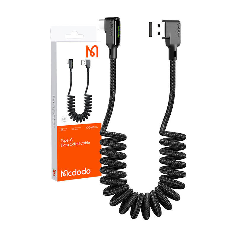 USB til USB-C-kabel, Mcdodo CA-7310, vinklet, 1,8 m (sort)