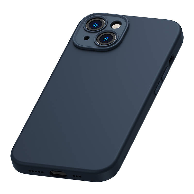 Baseus flydende siliciummagnetisk case og tempereret glas sæt til iPhone 14 Plus (blå)