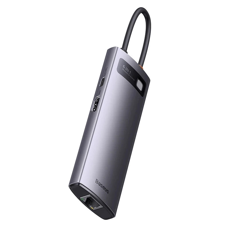 Hub 6in1 Baseus StarJoy Series, USB-C til 3x USB 3.0 + HDMI + USB-C PD + RJ45