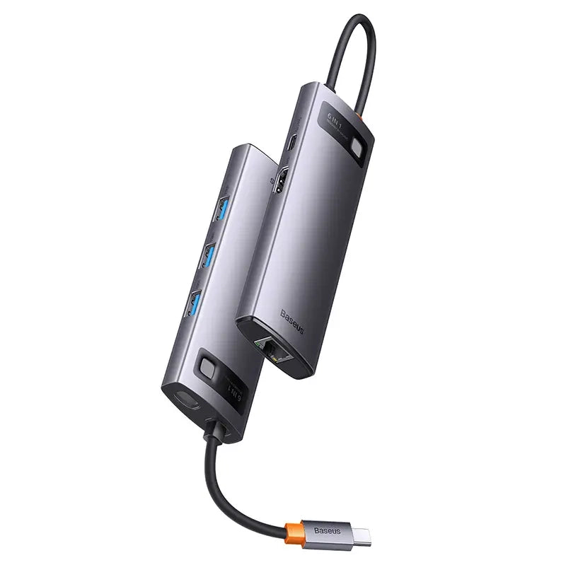 Hub 6in1 Baseus StarJoy Series, USB-C til 3x USB 3.0 + HDMI + USB-C PD + RJ45