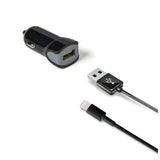 Celly Car Charger + USB-A to Lightning Cable 12W Black (1M)