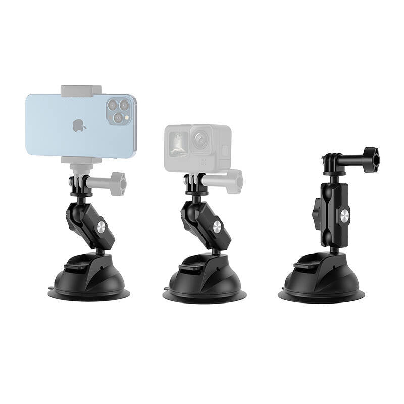 TELESIN Universal Suction Cup Holder med telefonholder og action kamera montering TE-SUC-012