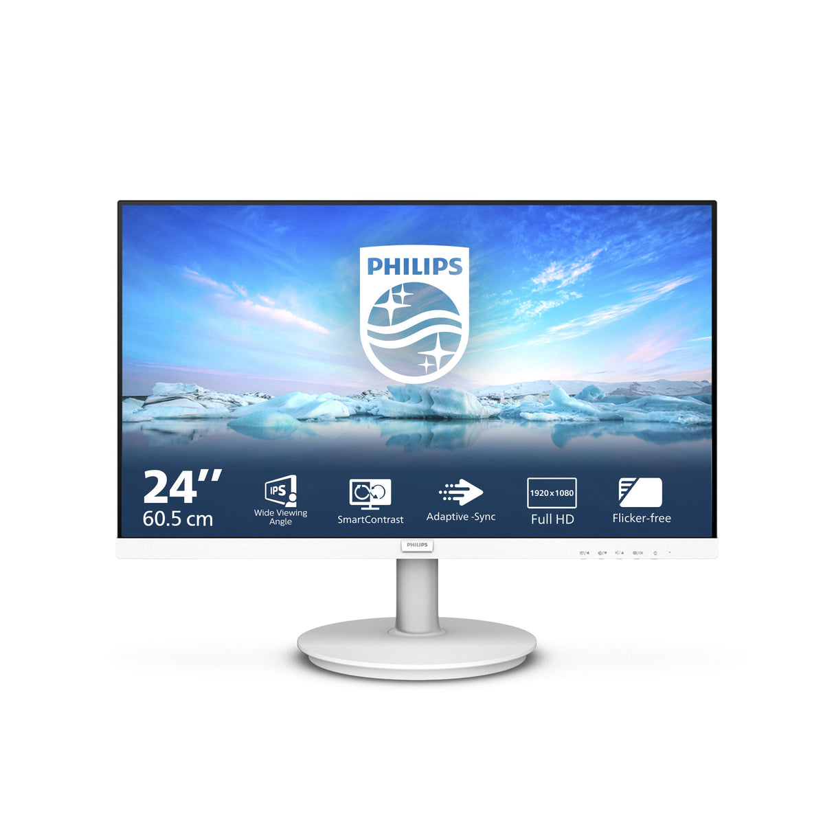 Philips V Line 241V8AW/00 computerskærm 60,5 cm (23.8") 1920 x 1080 pixel Fuld HD LCD Hvid