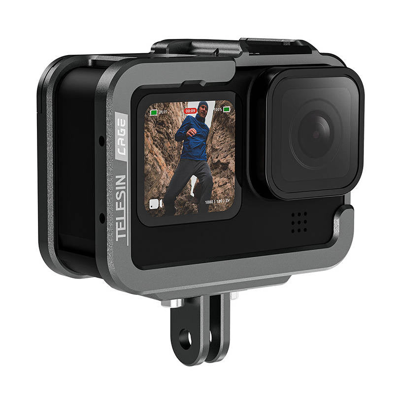 TELESIN Aluminium bur til GoPro Hero 12/11/10/9 + vertikal adapter
