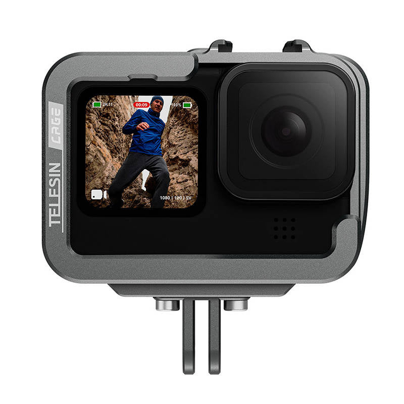 TELESIN Aluminium bur til GoPro Hero 12/11/10/9 + vertikal adapter