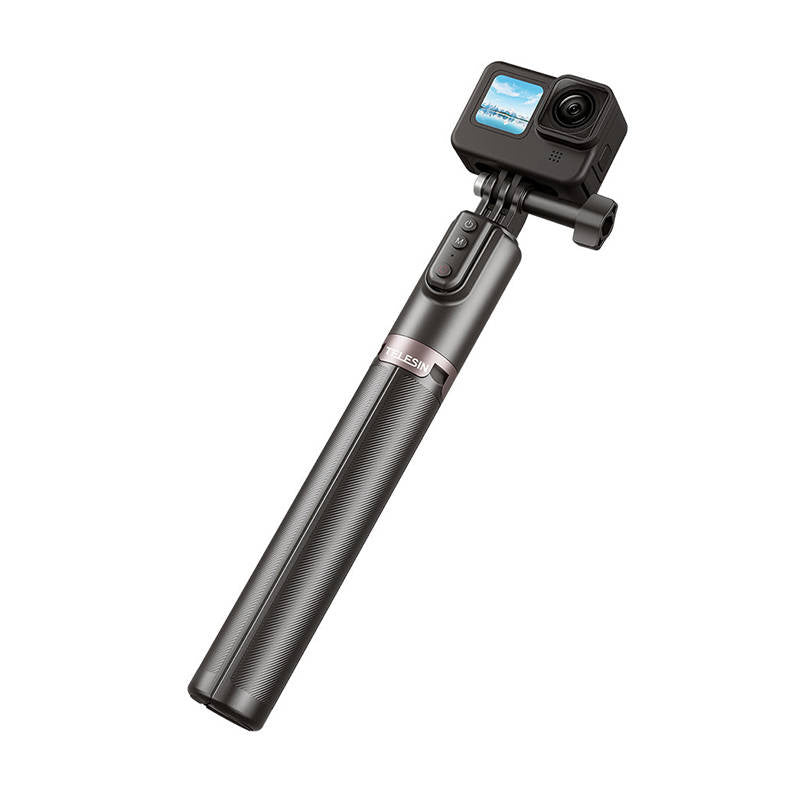 Selfie-stick TELESIN med stativ og fjernbetjening til GoPro / telefoner (130 cm)