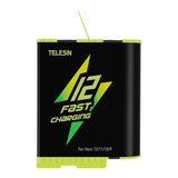 TELESIN Hurtig opladningskasse + 2 batteri til GoPro Hero 9/10/11/12 GP-FCK-B11
