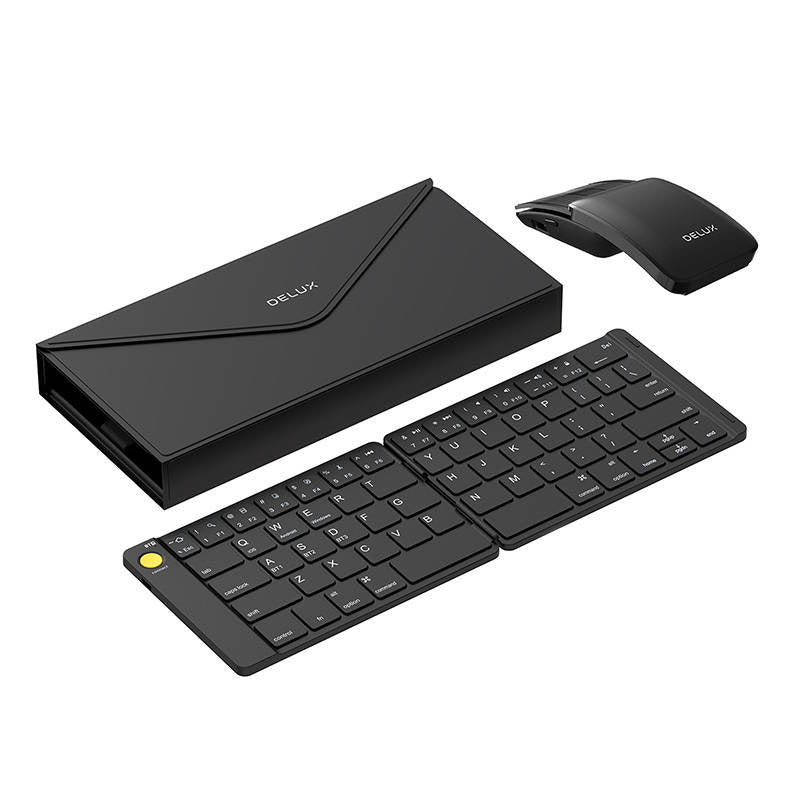 Set Trådløst sammenklappeligt Delux KF10-tastatur og MF10PR-mus