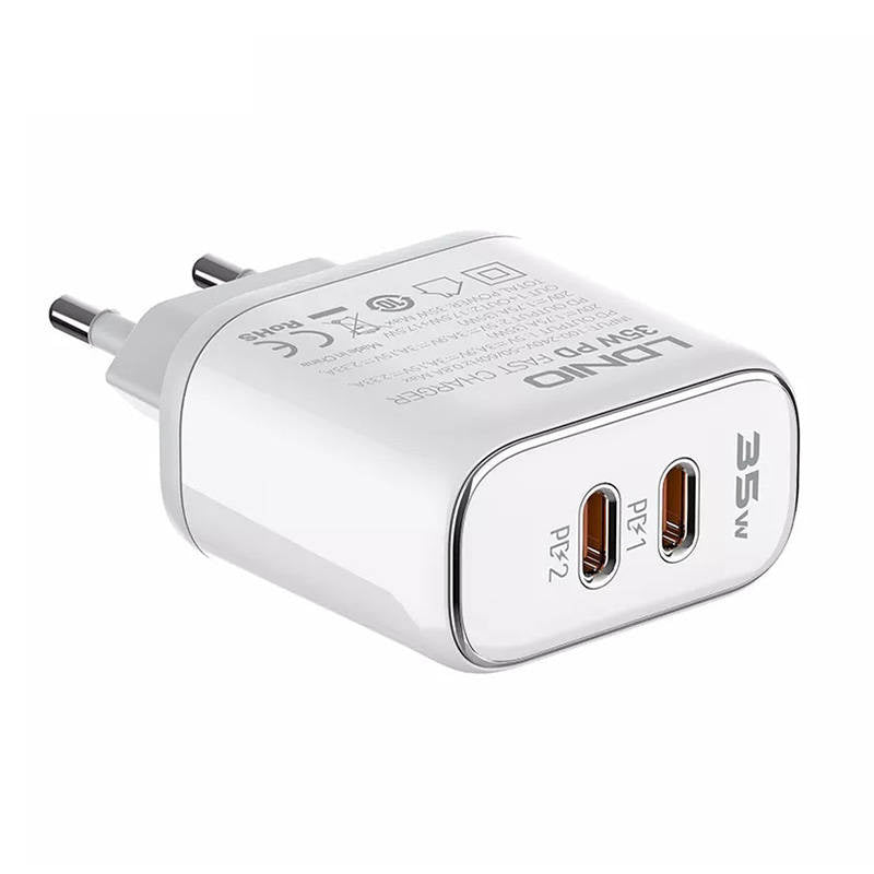 Væglader LDNIO A2528M 2USB-C til Apple + USB-C - Lightning Cable