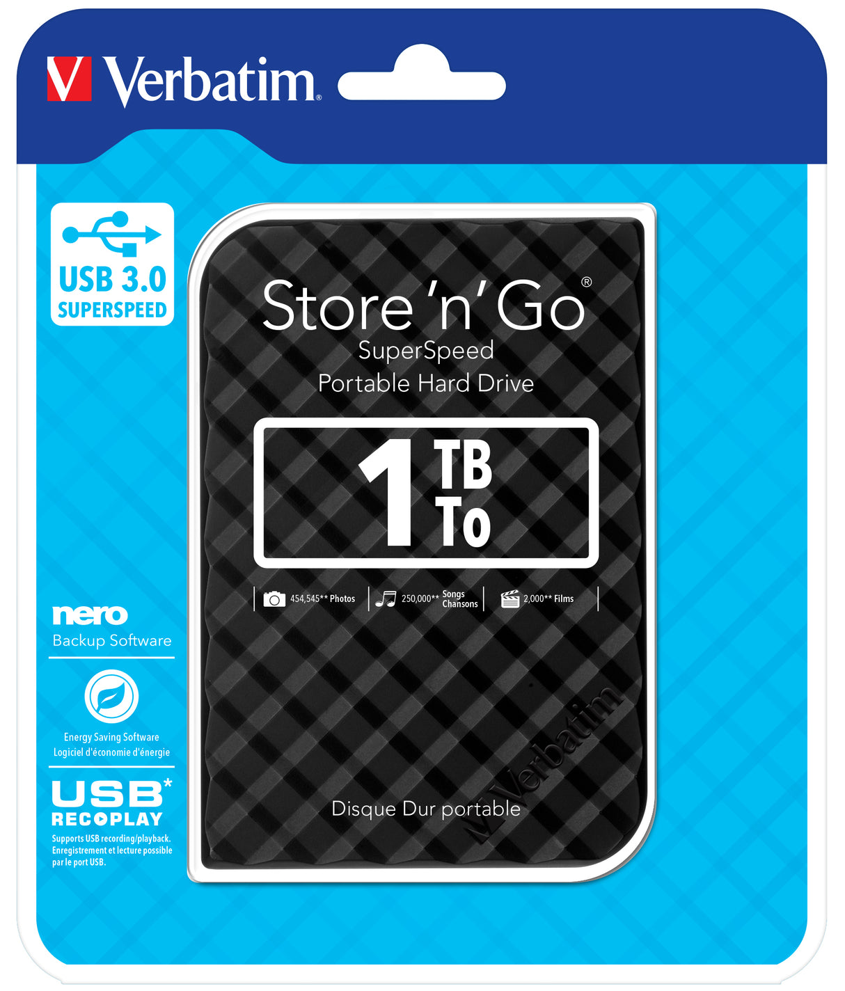 Verbatim Store 'n' Go ekstern harddisk 1 TB 5400 rpm Micro-USB B 3.2 Gen 1 (3.1 Gen 1) Sort