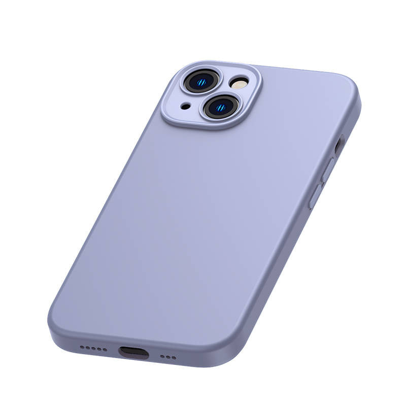 Baseus flydende silica gel case til iPhone 14 Plus (lavendel) + hærdet glas + rengøring kit