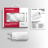 Axagon ACU-PQ30W Ladegerät QC3.0.4.0/AFC/FCP/PPS/Apple+ PD USB-C 30W - weiß - USB Typ C Mobiltelefon, Smartphone, SmartWatch, Tablet, Universel Hvid Vekselstrøm Hurtig opladning Indendørs