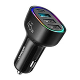 Biloplader Joyroom JR-CL09, 4-port, 1x USB-C PD, 1x QC3.0 USB, 2x USB (sort)