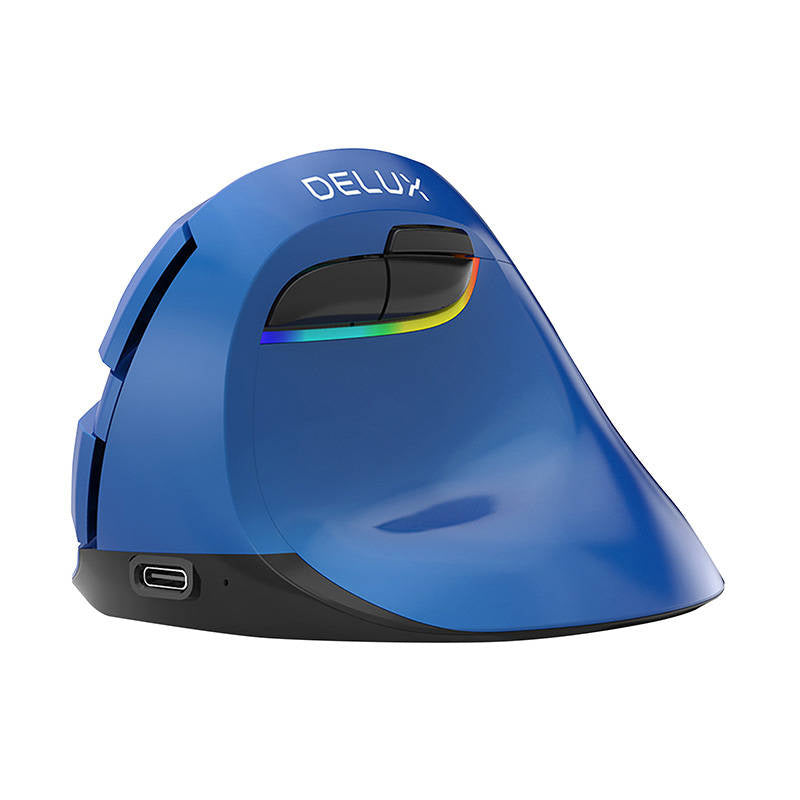Trådløs vertikal mus Delux M618Mini BT4.0 + 2.4Ghz 4000DPI RGB (blå)