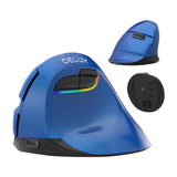 Trådløs vertikal mus Delux M618Mini BT4.0 + 2.4Ghz 4000DPI RGB (blå)