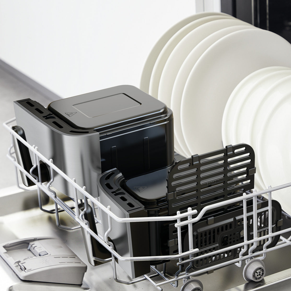 Tefal Dual Easy Fry & Grill EY905D Dobbelt 8,3 L Enkeltstående 2700 W Varmluftsteger Rustfrit stål
