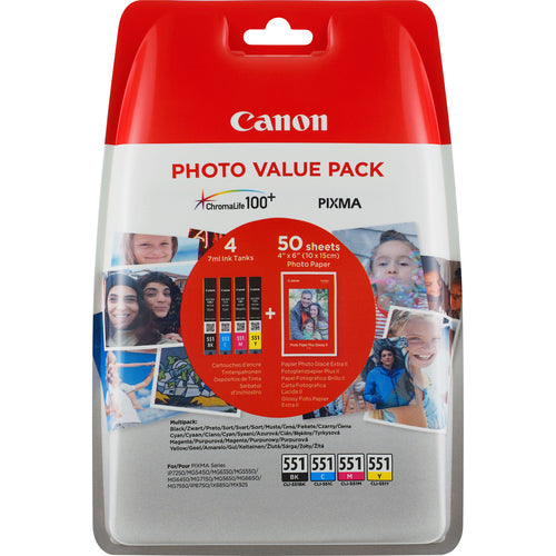 Canon 6508B005 blækpatron 4 stk Original Standard udbytte Sort, Blå, Gul, Magenta
